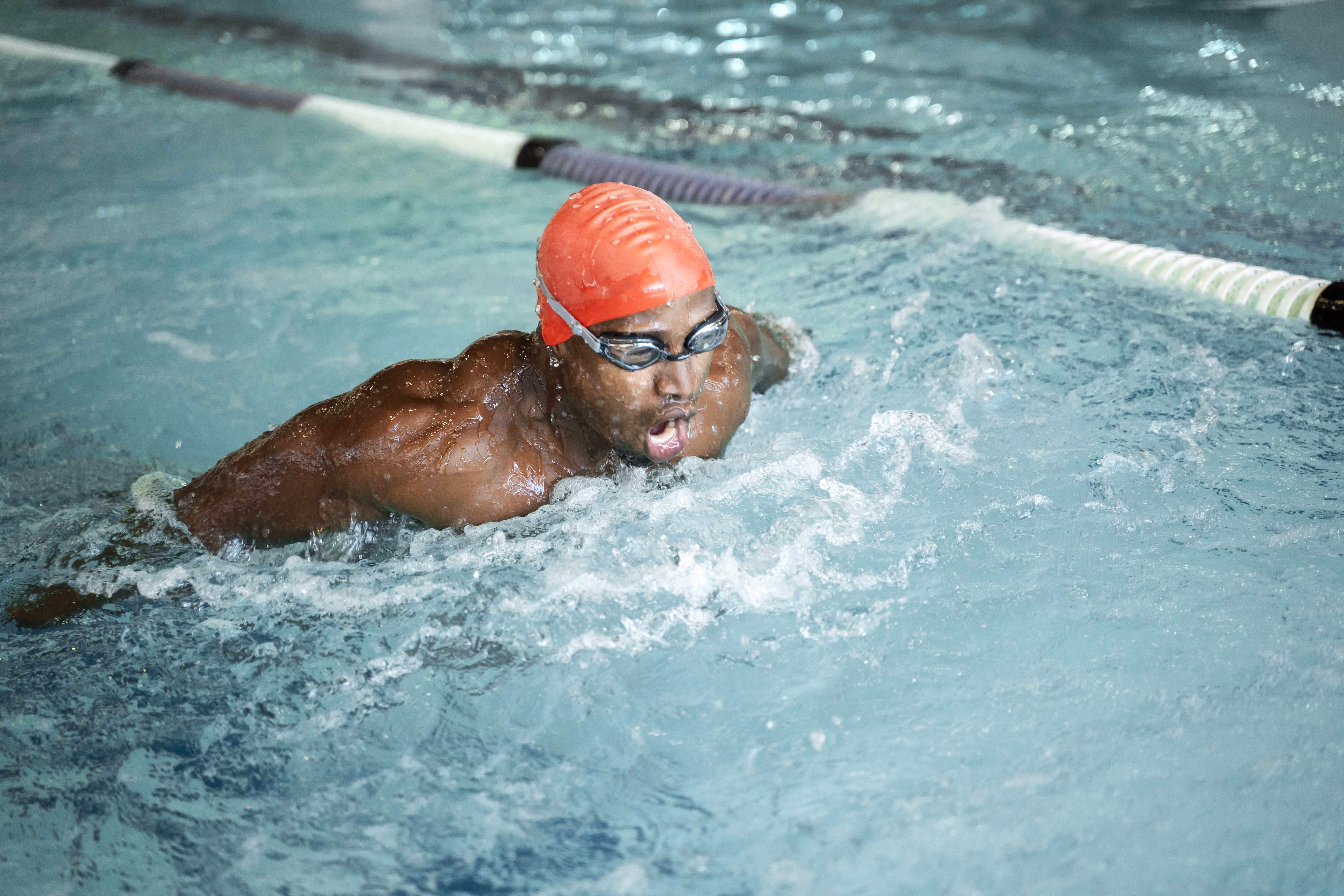 male swim pool shot